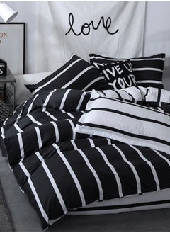 اشتري Variance Sizes Striped Pattern Duvet Cover (Comforter Cover) Set Black & White  Bedding Set Reversible style. في الامارات