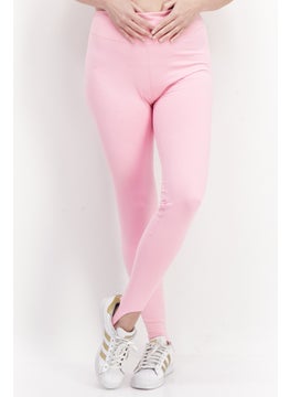 اشتري Women Plain Full Leg Pull On Leggings, Pink في الامارات