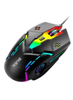 اشتري D2 Wired Gaming Mouse Colorful RGB Gaming Mouse 6 Keys Ergonomic Mice 4-gear Adjustable DPI Wide Compatibility Black في الامارات