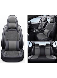 اشتري Leather Car Seat Cover with Pillows Full Set Automotive Seat Protector Universal Fits 5 Seats في الامارات