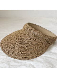 Buy New Breathable Sunshade Open Top Hat Straw Weaving Sunscreen Hat in UAE