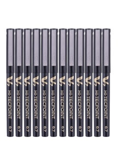 Buy 12-Piece Hi-tecpoint V7 Fine Rollerball Pen Black Ink in UAE