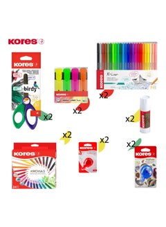 اشتري Kores 112 Pieces School and Office Supplies Stationery Set في السعودية