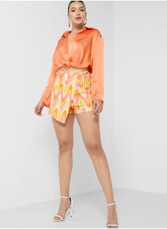 Buy Printed Tie Detail Mini Skirt in UAE