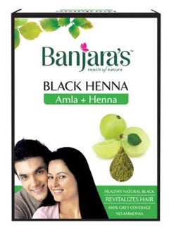 Buy Banjaras Black Henna-Amla and Henna-Healthy Natural Black-Revitalizes Hair-100% Grey Coverage-50 grams in UAE