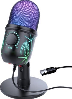 Buy Gaming Microphone, USB Computer Microphone for PC, Mac, PS4/5, Condenser Podcast Mic for Studio Recording, YouTube, Streaming, with Headphone Jack, Led Light, Mute, Gain, Noise Cancellation in Saudi Arabia