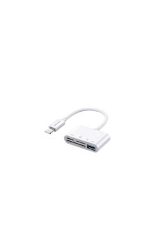 Buy 4-In-1 OTG Adapter, Dual Lightning To SD TF USB, Premium Material, Fast Data Transmission Compatible With TF/SD Cards, USB Devices - White in UAE