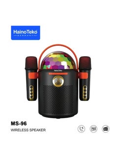 اشتري Haino Teko Germany MS 96 Wireless Karaoke Portable Mini Bluetooth Party Speaker with Two Mic and RGB Disco Ball Lights For Indoor and Outdoor في الامارات