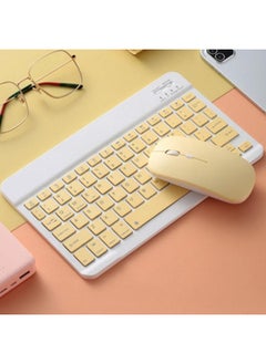 اشتري Bluetooth Keyboard and Mouse Combo Ultra-Slim Portable Compact Wireless Mouse Keyboard Set for IOS Android Windows Tablet Phone iPhone iPad Pro Air Mini (Yellow) في الامارات