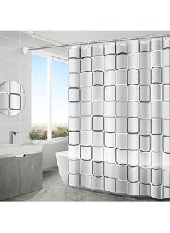 Buy Transparent Square Printed Shower Curtain with Anti-mold Grid PEVA Waterproof in Saudi Arabia