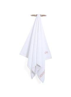 Buy Hotel Chain Embroidery Bath Sheet, White & Rose Smoke - 500 GSM, 85x165 cm in UAE