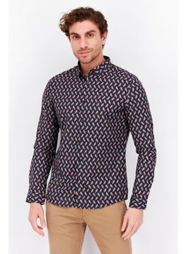 اشتري Men Slim Fit Long Sleeve Allover Print Casual Shirt, Navy Combo في الامارات