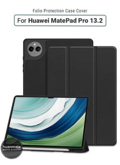 Buy Huawei MatePad Pro 13.2 Case Cover with S Pen Holder, Soft TPU Tri-Fold Stand Protective Tablet Cover, Auto Wake/Sleep - Black in Saudi Arabia