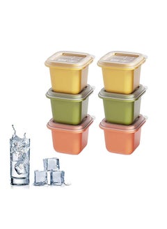 Buy 6Pack Ice Cube Molds, Single Square Ice Box, Quick Freeze Easy Release Mold, Ice Storage Box with Lid Colorful Ice Cube Tray in Egypt