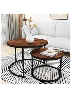 Buy Modern 2-piece nesting circle coffee table set for living room in Saudi Arabia