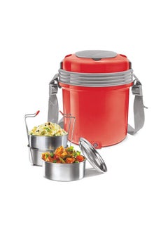 Buy Milton Electron Stainless Steel Tiffin Box Set 1440ml Set Of 4 Red in UAE