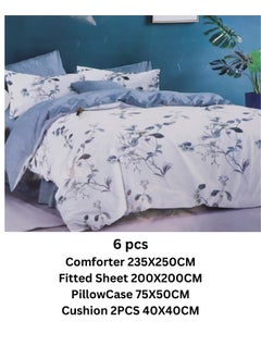 Buy Double-sided comforter set, 6-piece bedspread, 6-piece comforter, 100% polyester, comforter size 235x250 cm in Saudi Arabia