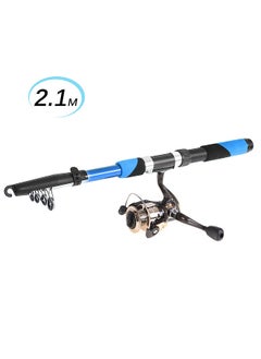 اشتري Lixada Fishing Tackle Set with 2.1m Telescopic Fiberglass Fishing Sea Rod Spinning Fishing Reel Fishing Baits Hooks Fishing Bag Kit Seawater Freshwater Professional Travel Fishing Pole Rod Set في السعودية