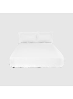 اشتري Homztown Flat Bed Sheet, King 240X260Cm With 2 Pillow Cases 50X70Cm,White في مصر