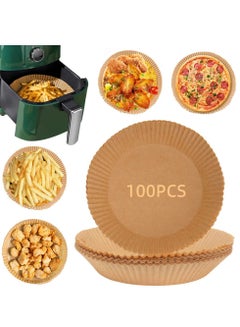 اشتري 100 Piece Air Fryer Round Nonstick Steamer Pads, High Quality Parchment Paper for Baking في السعودية