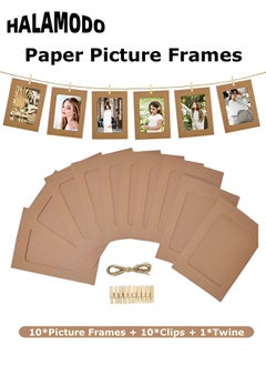 Buy 10pcs Paper Picture Frames DIY Photo Frames Creative Linkage Mounted Cardboard with Flax String and Clips Photo Frames Collage for Wall Decor in UAE