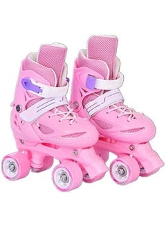 Buy Roller Skates Shoes, Double Rows 4 Wheels with Adjustable Size AREA for Boys And Girls (Pink L(39-42)) in UAE