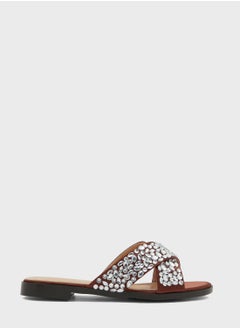 اشتري Jewel Encrusted Crossover Flat Sandals في السعودية