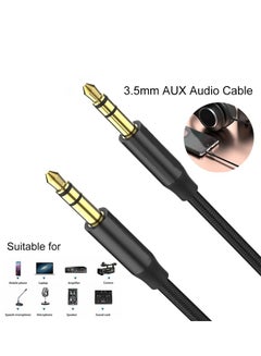 Buy 3.5mm Stereo Audio Cable Extension Male to Male Nylon Braided 1.2m Black in Saudi Arabia