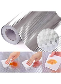 Buy Kitchen Backsplash Wallpaper Stickers, Stickers Self Adhesive Aluminum Foil Oil Proof Waterproof Stove Sticker (40*300cm, Chequered) in Saudi Arabia