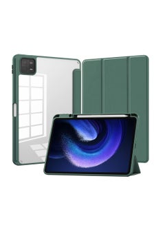 Buy Transparent Hard Shell Back Trifold Smart Cover Protective Slim Case for Xiaomi Mi Pad 6 /Pad 6 Pro Green in Saudi Arabia