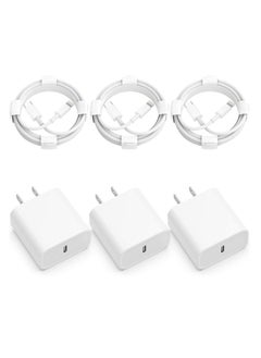 Buy USB C Charger iPhone Charger Fast Charging 3Pack 20W Type C Wall Charger Block with 6FT Long USB C Charger Cable Compatible for iPhone 14Pro/13 Pro/12/12 Pro Max/11/XS Max/XS/XR/X/8 in Saudi Arabia