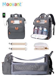 Buy Foldable Baby Diaper Bag Backpack with Diapers Changing Station and USB Port Multifunctional Mother Bag Large Capacity Baby Backpack 900d Oxford Portable Travel Bag for Infant Shower Gifts in Saudi Arabia