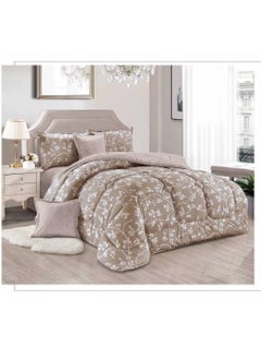 Buy Comforters 6pcs Vintage Quilted Bedding Set, Includes 1 fixed Quilt, 1 Fitted Sheet, And 4 Pillowcases,  Floral Design in UAE