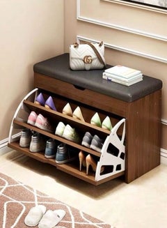 Buy Wooden Shoe Cabinet With Seats Changing Stool 60x34x53.5cm in Saudi Arabia