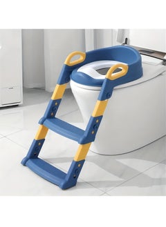 Buy Potty Training Seat with Ladder, Foldable Potty Training Toilet for Toddlers - Comfortable Safety Potty with Non-Slip Pad Ladder (Blue) in Saudi Arabia