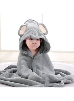 Buy Baby Animal Hood Soft Throw Blanket Bath Towel Swaddle (Grey) in Saudi Arabia