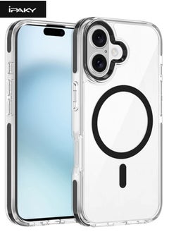 Buy iPhone 16 Case, iPhone 16 Case with Metal Lens Protective Ring, [Magsafe Compatible][Anti-Drop][Non-Yellowing][Side Anti-Collision] Slim Hard Case for Apple iPhone 16 2024, Black/Clear in Saudi Arabia