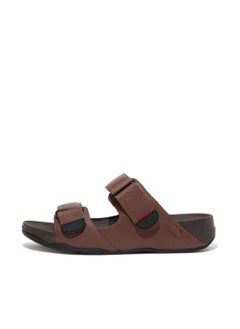 Buy GOGH MOC Men's Embossed-Leather Slides - Cappuccino (EO5-923) in UAE