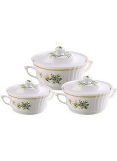 اشتري Destiny Casserole 3 Piece Set 1000 Plus 1500 Plus 3500Ml White Made In India في السعودية