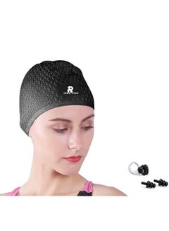 Buy Silicone Swim Cap,Comfortable Bathing Cap Ideal for Curly Short Medium Long Hair, Swimming Cap for Women and Men, Shower Caps Keep Hairstyle Unchanged in UAE