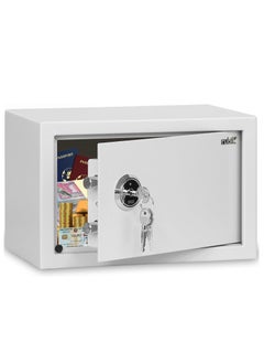 Buy Key Operated Safe Box for Home Office Cash Passport Jewelry Security RB20K (20x31x20cm) White in UAE