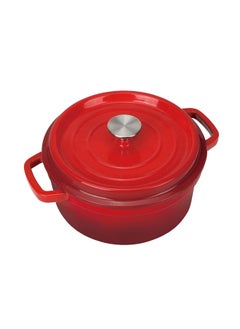 Buy Cast iron cooking pot, Cooking pot, Red, Size 26 Cm in Saudi Arabia