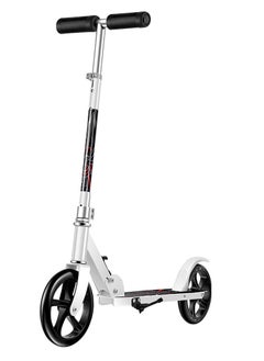 Buy Kick Scooter, Foldable Commuter Scooter with Supported Stand and Adjustable Handlebar, Push Scooter for Teens and Adult (White) in Saudi Arabia