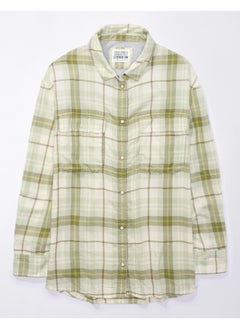 Buy AE Oversized Long-Sleeve Plaid Button-Up Shirt in Egypt