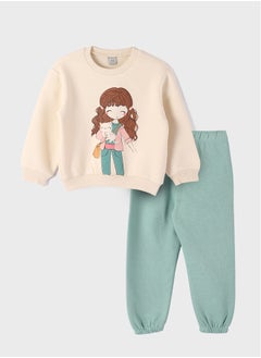 اشتري Crew Neck Long Sleeve Baby Girl Sweatshirt and Pants 2-Pack Set في مصر