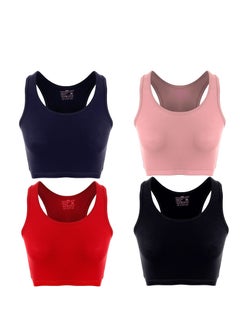 Buy Mesery Bundle Of (4) Full Coverage Non-wired Cross Back Sportive Bra in Egypt