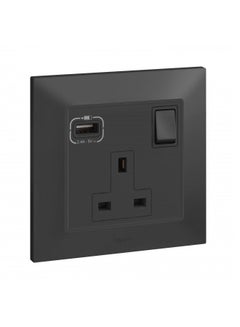 Buy 13A Switch Socket 1Gang + USB A-Type Belanko Anthracite in UAE