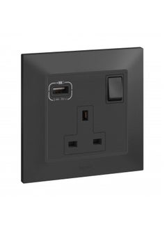 Buy 13A Switch Socket 1Gang + USB A-Type Belanko Anthracite in UAE