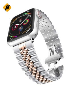 Buy Replacement Band Compatible with Apple Watch 44mm / 42mm Stainless Steel Solid Strap Metal Bracelet for Apple Watch Series 7 6 5 4 3 2 SE (Silver in UAE