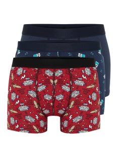 Buy 3-Piece Multi-Colored Patterned-Plain Mix Cotton Boxers in Egypt